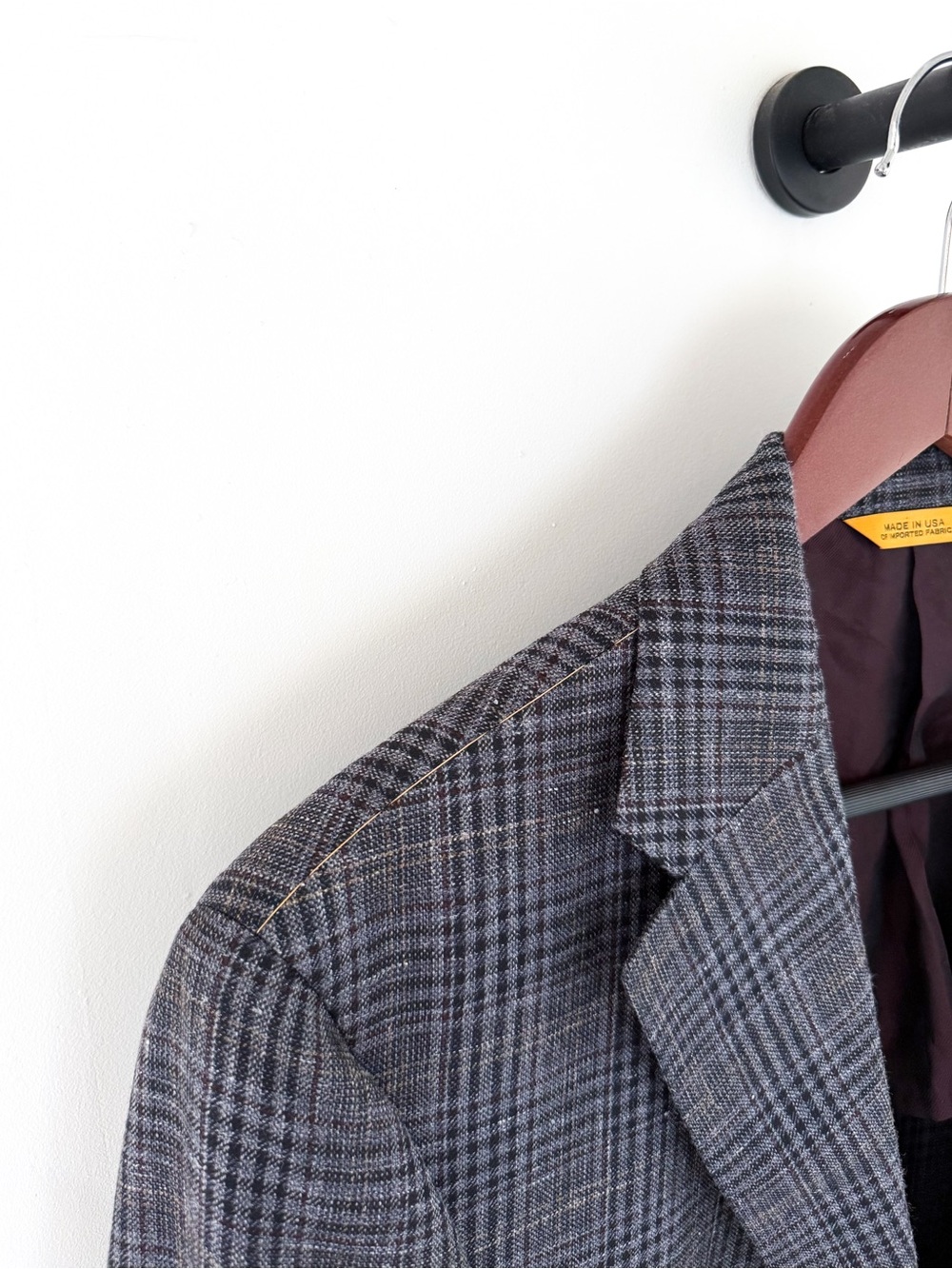 NEW Hickey Freeman Wool Silk Linen Gray Blue Plaid Blazer Sport Coat 40R Men's - Picture 3 of 16